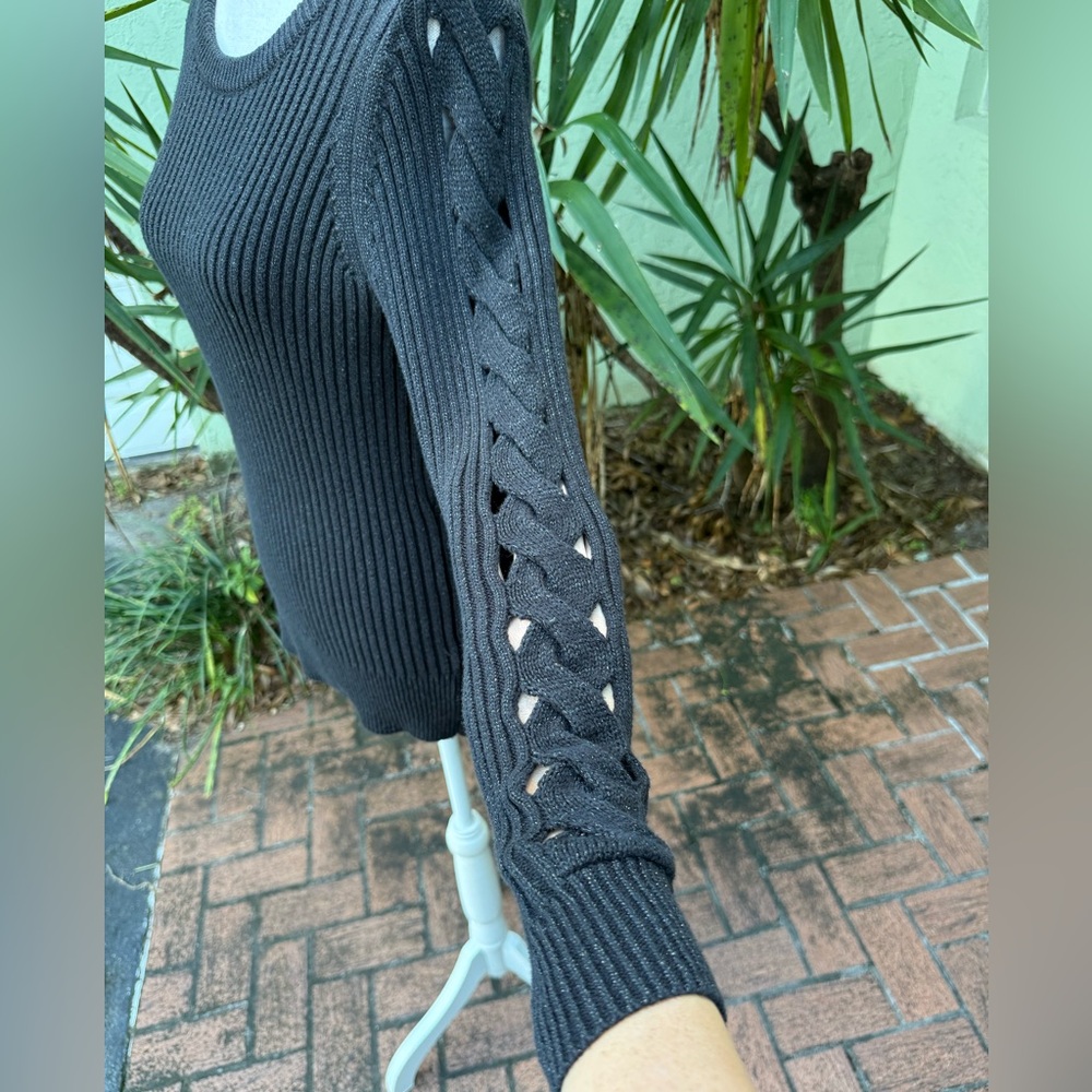 Black Sparkle Cut Out Sweater